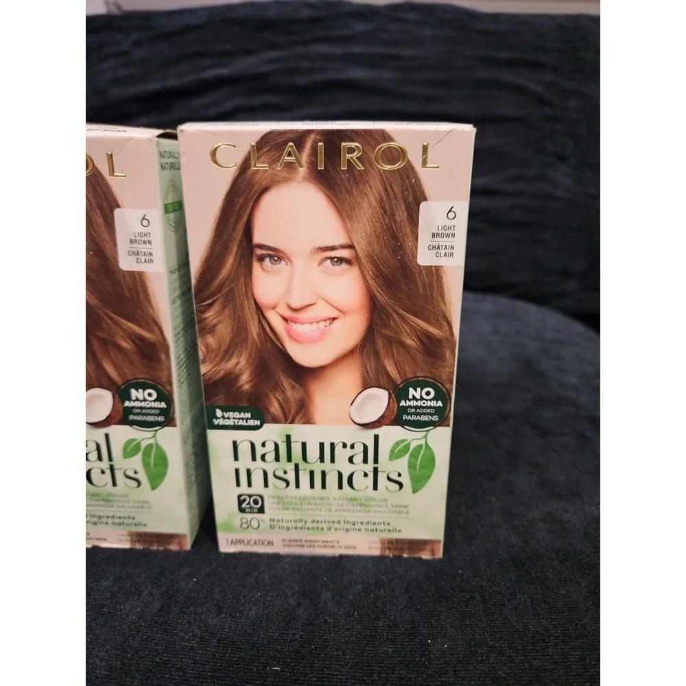 2 Clairol Natural Instincts Hair Color Dye 6 Light Brown All Natural Vegan NEW - Picture 3 of 8